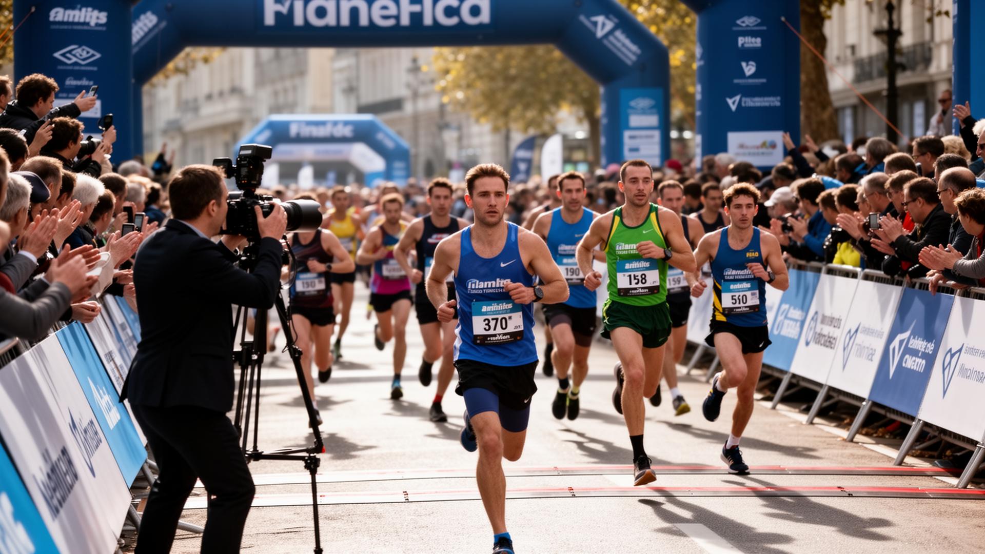 AI facial recognition detecting runners at a marathon