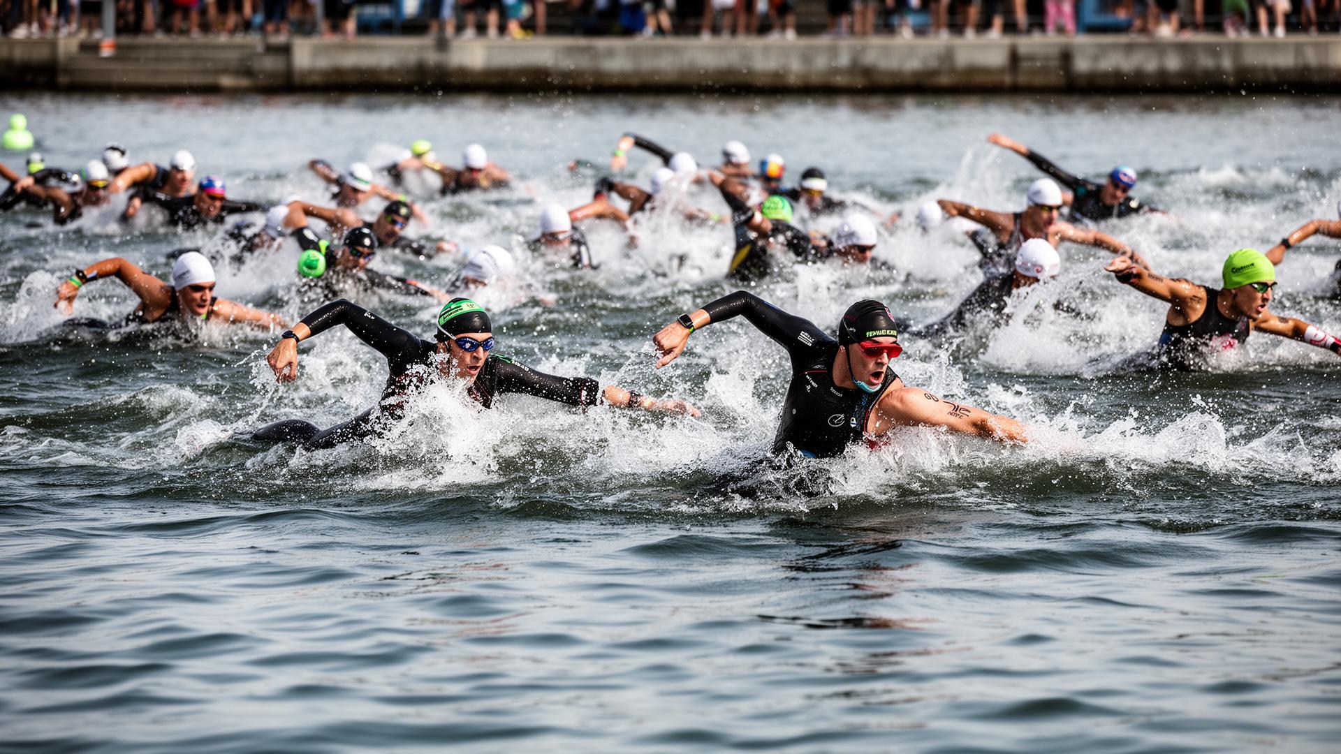 AI face detection on swimmers in a triathlon
